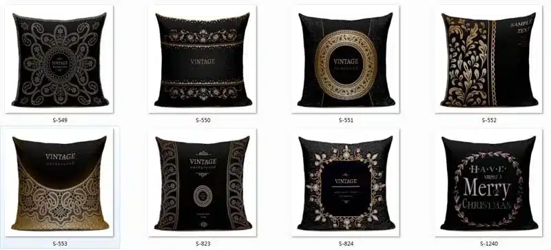 Quality Vintage Retro Stylish High Density Decorative Pillow Covering Throw Sofa Seat Car Cushion Cover Black Gold Frame Fashion 8