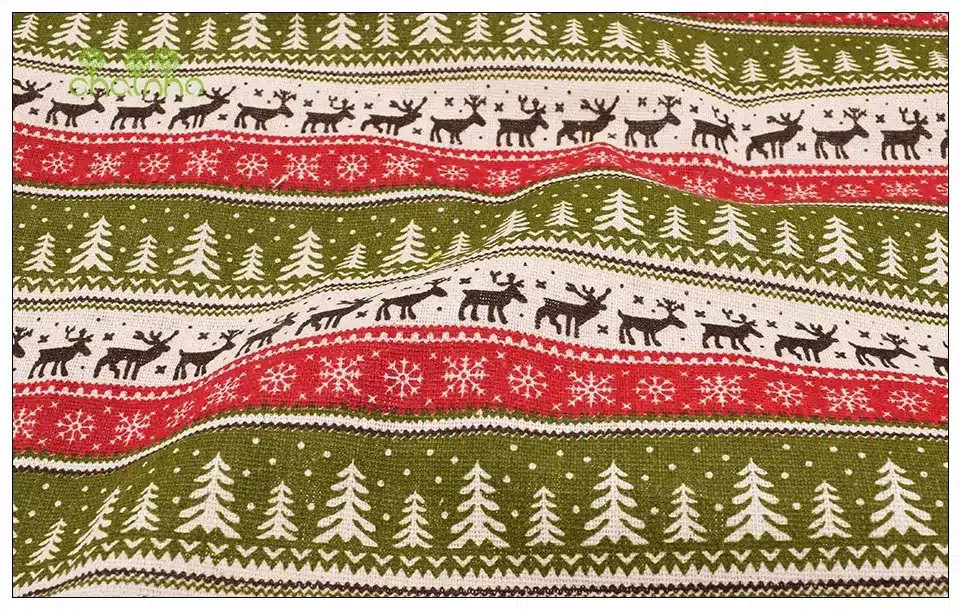 Printed Cotton Linen Fabric For Quilting,DIY Sewing,Sofa,Curtain,Bag,Cushion,Furniture Cover Material,Christmas,Half Meter Cloth 25