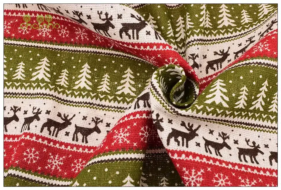 Printed Cotton Linen Fabric For Quilting,DIY Sewing,Sofa,Curtain,Bag,Cushion,Furniture Cover Material,Christmas,Half Meter Cloth 30