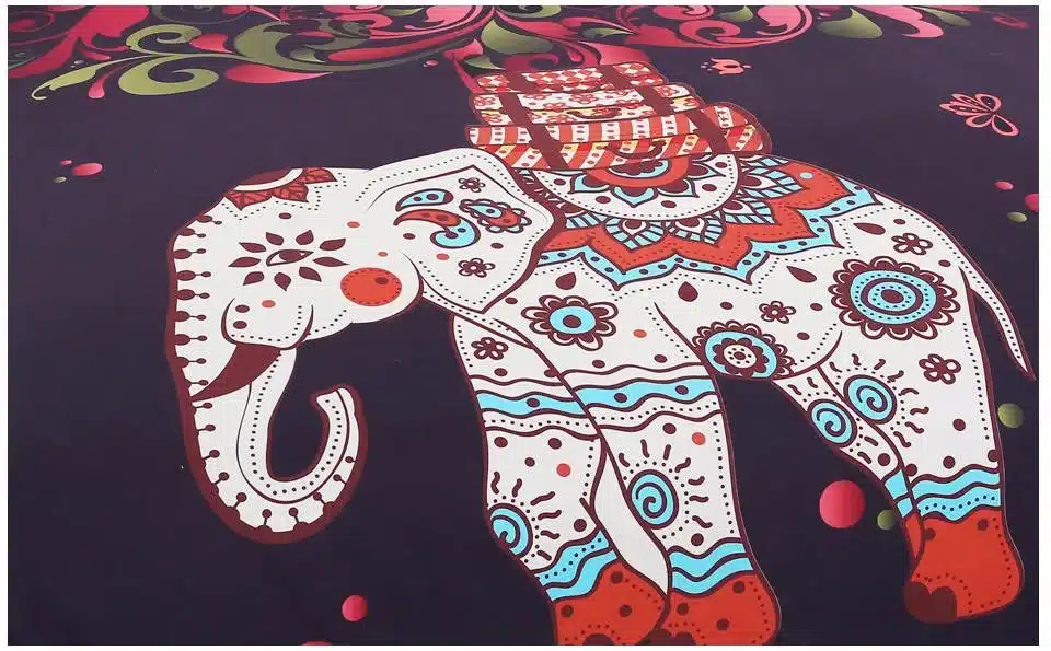 BeddingOutlet 4 Pieces Bohemian Bedding Set Elephant Tree Black Printed Boho Duvet Cover Set Soft Bedspread Twin Full Queen King 14