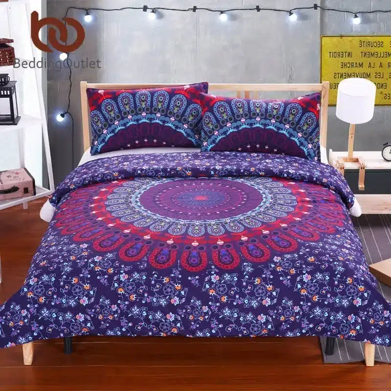BeddingOutlet 4Pieces Mandala Boho Bedding Set Concealed Bedspread Bohemian Duvet Cover with Pillow Case Super Soft Bedlinen 20