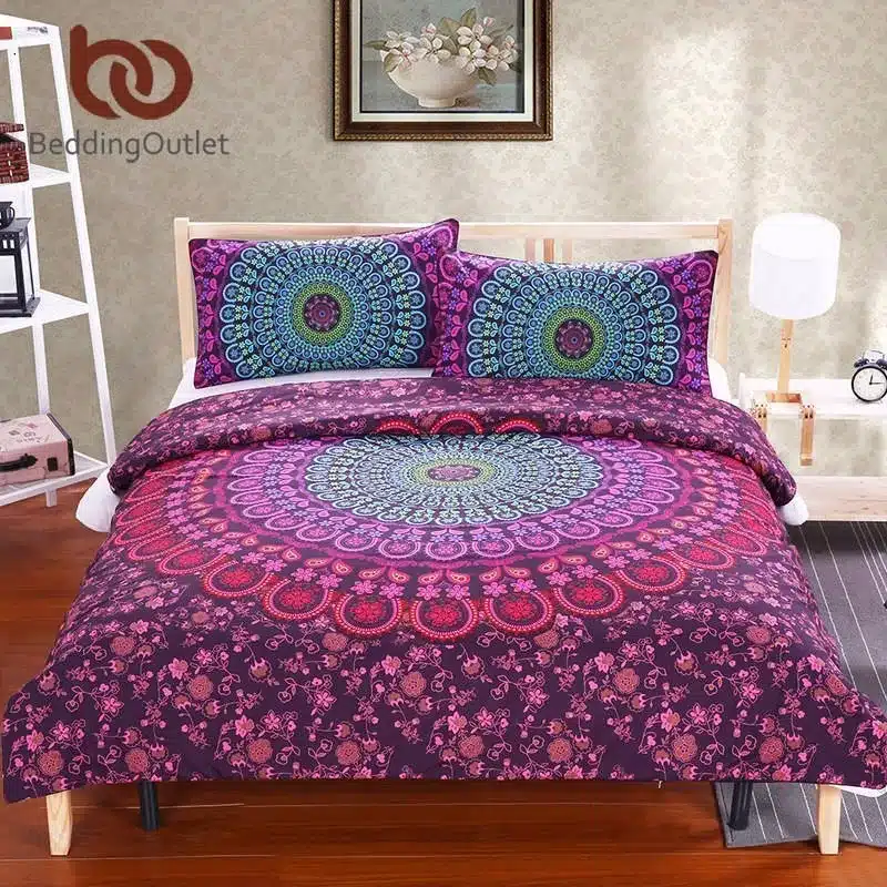 BeddingOutlet 4Pieces Mandala Boho Bedding Set Concealed Bedspread Bohemian Duvet Cover with Pillow Case Super Soft Bedlinen 25