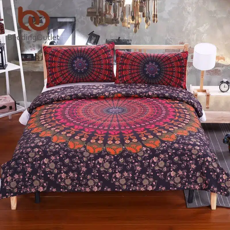 BeddingOutlet 4Pieces Mandala Boho Bedding Set Concealed Bedspread Bohemian Duvet Cover with Pillow Case Super Soft Bedlinen 8