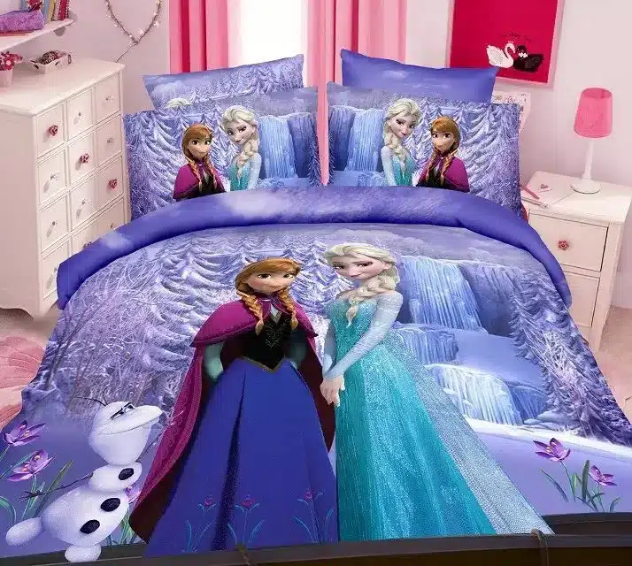 purple Frozen Elsa Anna bedding sets Girl's Children's bedroom decor single twin size bed bedspread duvet covers 3pcs no filler 10