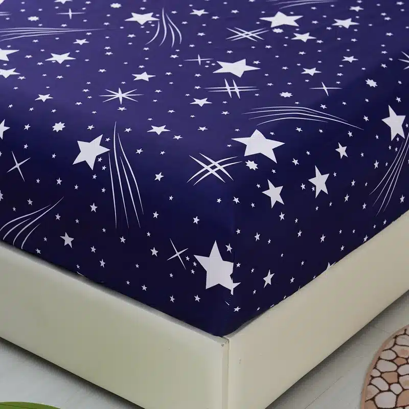 1pcs Polyester Bedsheet Blue Night Sky Printed Bedding Fitted Sheet Mattress Cover Bed Sheet With Elastic Band Bedspreads Sheets 10