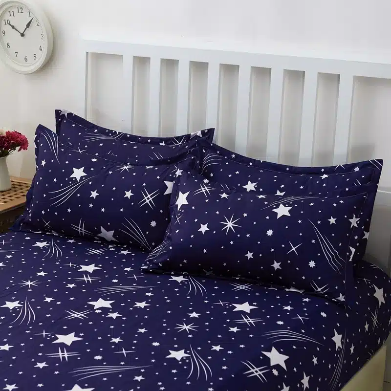 1pcs Polyester Bedsheet Blue Night Sky Printed Bedding Fitted Sheet Mattress Cover Bed Sheet With Elastic Band Bedspreads Sheets 11