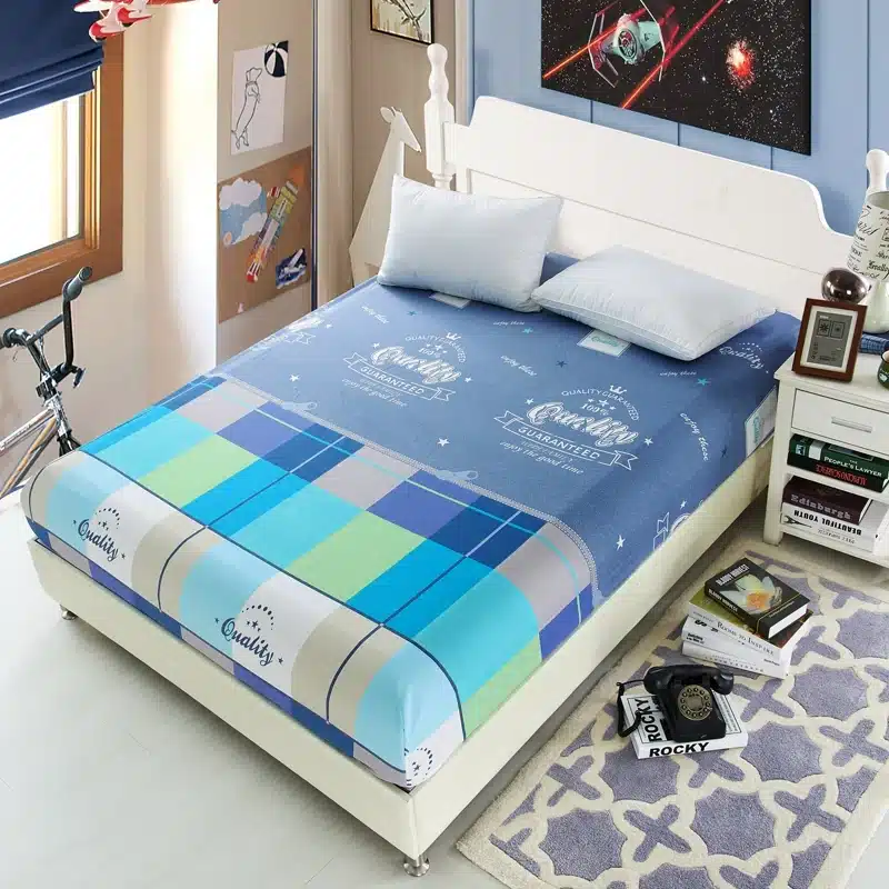 1pcs Polyester Bedsheet Blue Night Sky Printed Bedding Fitted Sheet Mattress Cover Bed Sheet With Elastic Band Bedspreads Sheets 17