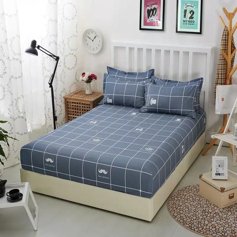 1pcs Polyester Bedsheet Blue Night Sky Printed Bedding Fitted Sheet Mattress Cover Bed Sheet With Elastic Band Bedspreads Sheets 19
