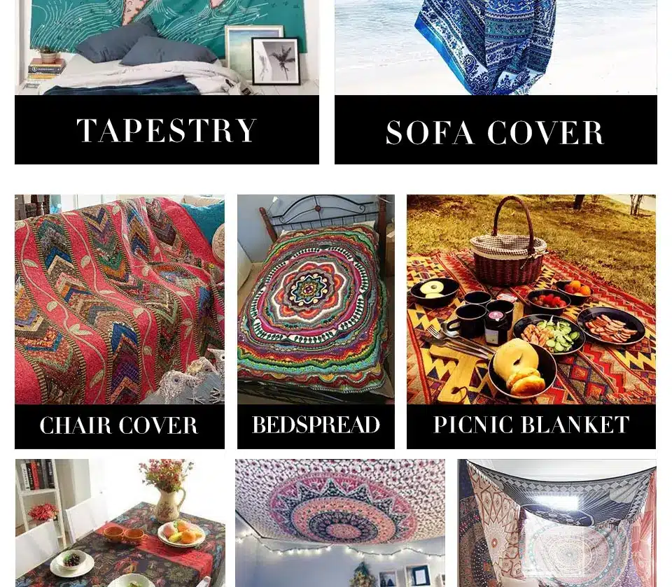 Miracille Indian Wall Tapisserie Bohemian Decor Beach Towel Tapestry Wall Hanging For Home Yoga Mat Color Bedspread 2 Size 12