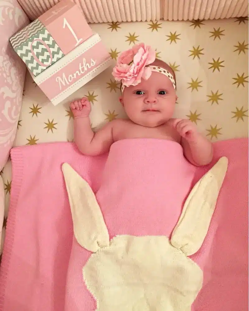 Baby Blanket Pink White Cute Rabbit Gray For Bed Sofa Wool blanket Cobertores Mantas BedSpread Bath Towels Play Mat Gift 73*105 9