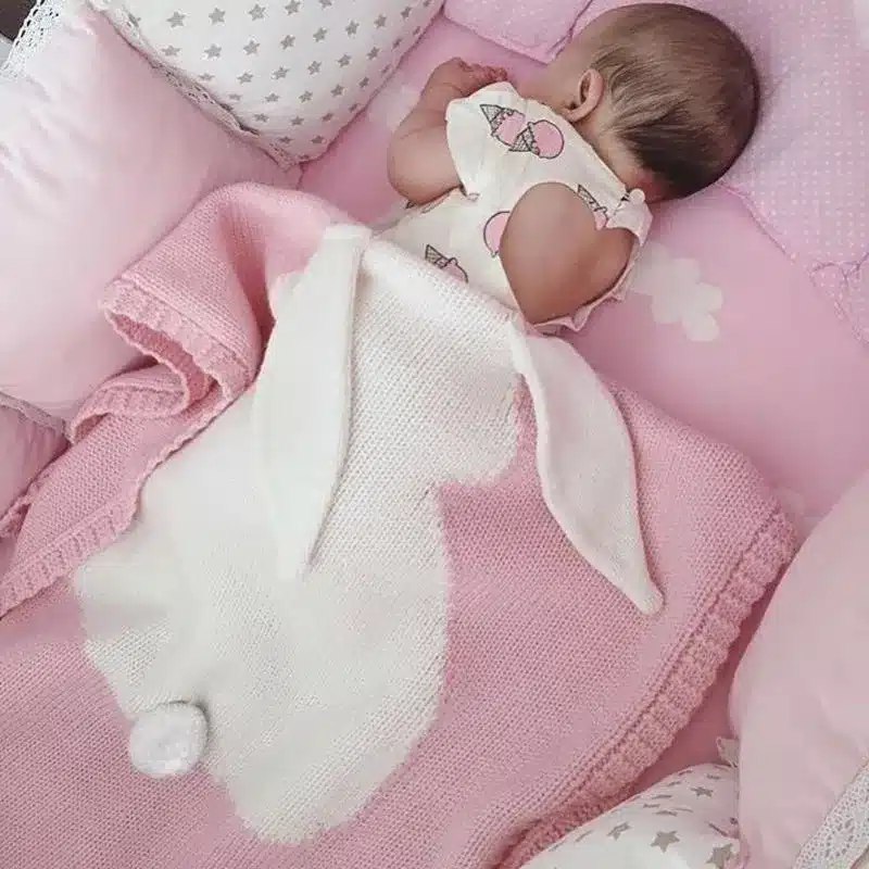 Baby Blanket Pink White Cute Rabbit Gray For Bed Sofa Wool blanket Cobertores Mantas BedSpread Bath Towels Play Mat Gift 73*105 16