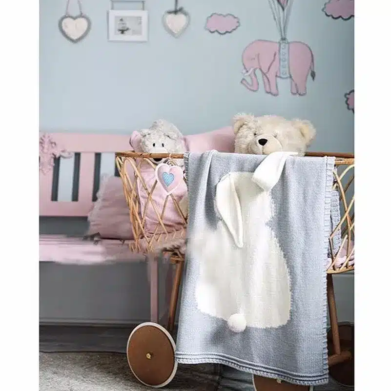 Baby Blanket Pink White Cute Rabbit Gray For Bed Sofa Wool blanket Cobertores Mantas BedSpread Bath Towels Play Mat Gift 73*105 31