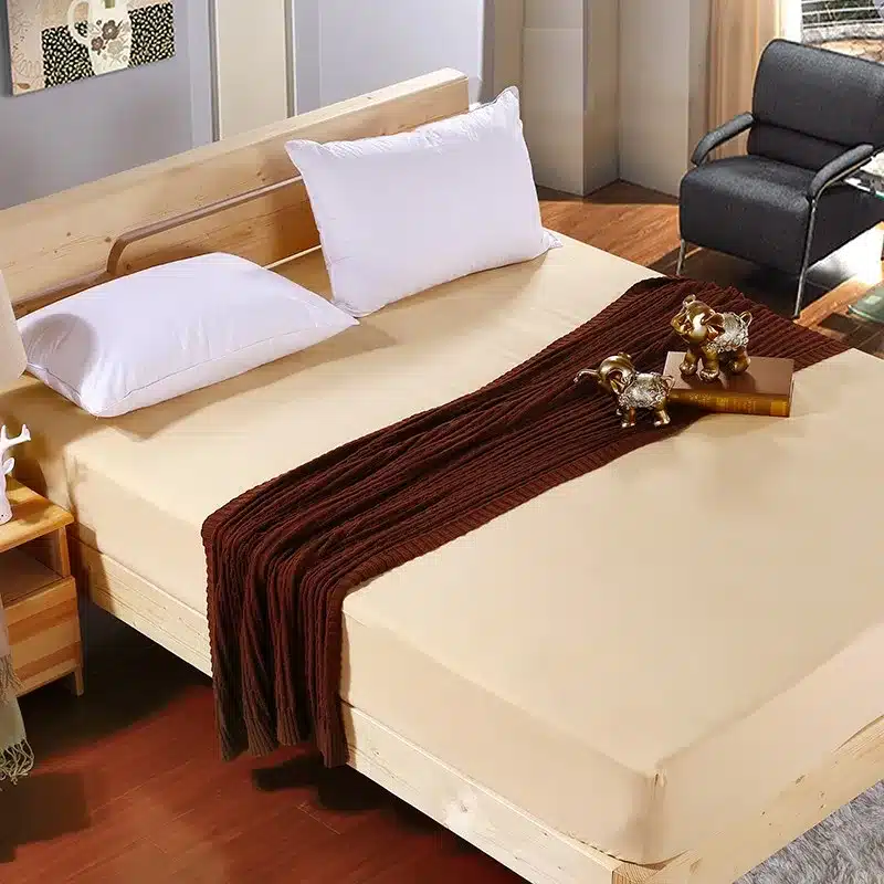 1pcs 100%Polyester Solid Fitted Sheet Mattress Cover Four Corners With Elastic Band Bed Sheet 9