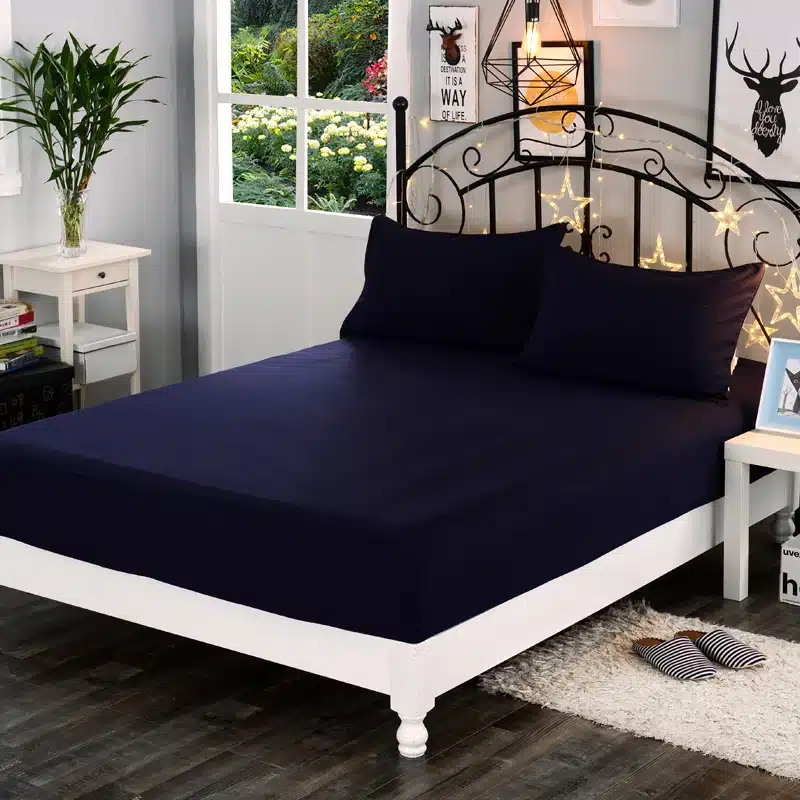 1pcs 100%Polyester Solid Fitted Sheet Mattress Cover Four Corners With Elastic Band Bed Sheet 19