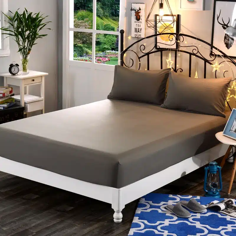 1pcs 100%Polyester Solid Fitted Sheet Mattress Cover Four Corners With Elastic Band Bed Sheet 22