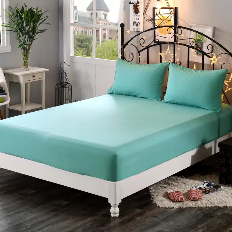 1pcs 100%Polyester Solid Fitted Sheet Mattress Cover Four Corners With Elastic Band Bed Sheet 23