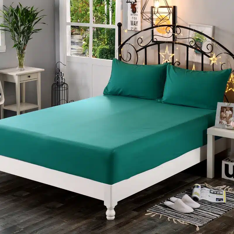 1pcs 100%Polyester Solid Fitted Sheet Mattress Cover Four Corners With Elastic Band Bed Sheet 24