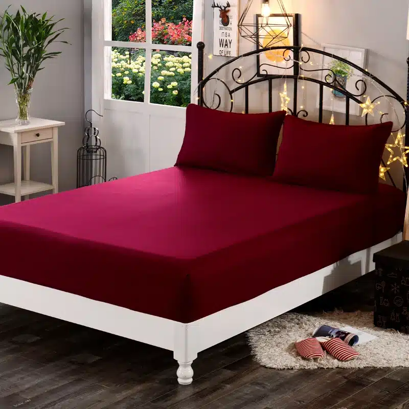 1pcs 100%Polyester Solid Fitted Sheet Mattress Cover Four Corners With Elastic Band Bed Sheet 25