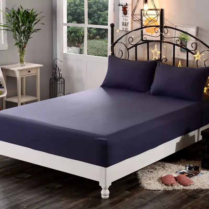 1pcs 100%Polyester Solid Fitted Sheet Mattress Cover Four Corners With Elastic Band Bed Sheet 31