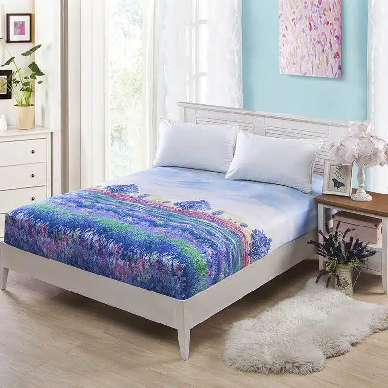 MECEROCK New Coming Fitted Sheet Mattress Cover with The All-around Elastic Rubber Band Printed Bed Sheet Hot Selling Bed Linens 17