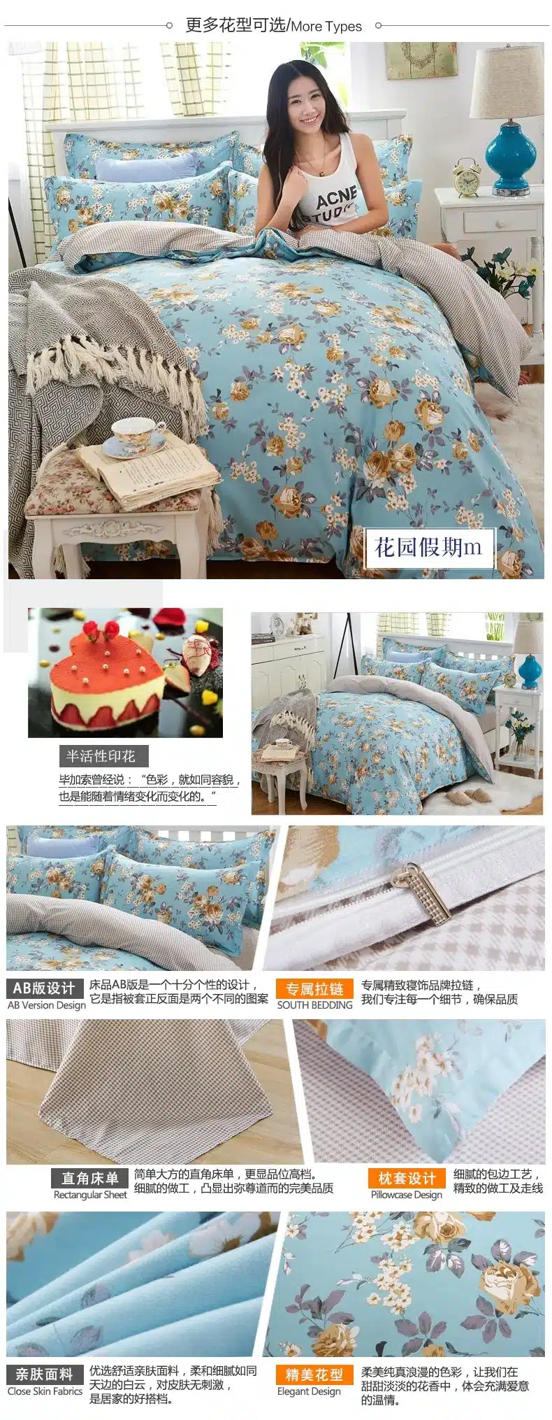 bedding set 5 size green bird bedding set duvet cover set Korean bed sheet +duvet cover +pillowcase pink bed cover bed linen set 18