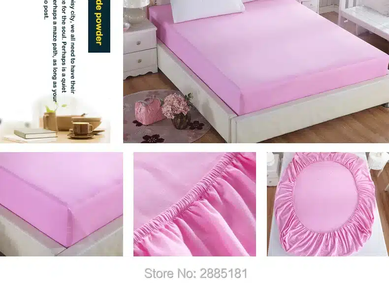 100% Cotton Solid Fitted Sheet With Elastic Band Bed Sheets Adult Mattress Cover Size 120x200/150x200/180x200/180x220/200x200cm 21