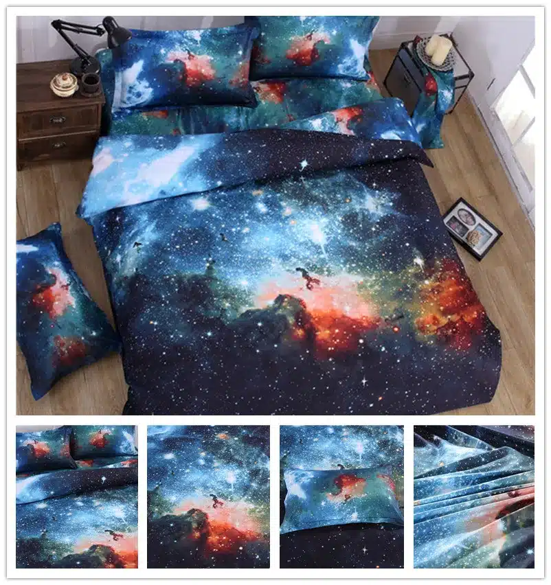 3D Blue Sky Bed Sheet Set Pillowcase Planet Polyester/Cotton Duvet Cover Set Bed Linen Galaxy Bedding Set 3D Duvet Covers 17