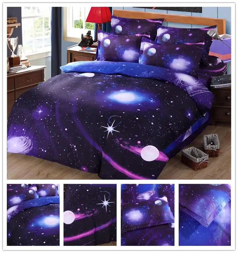 3D Blue Sky Bed Sheet Set Pillowcase Planet Polyester/Cotton Duvet Cover Set Bed Linen Galaxy Bedding Set 3D Duvet Covers 18