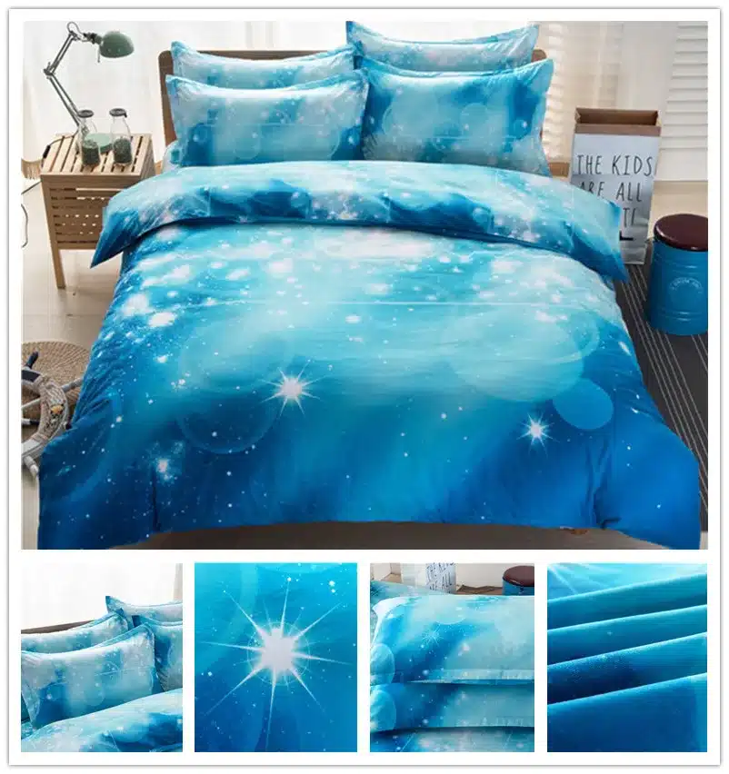 3D Blue Sky Bed Sheet Set Pillowcase Planet Polyester/Cotton Duvet Cover Set Bed Linen Galaxy Bedding Set 3D Duvet Covers 20