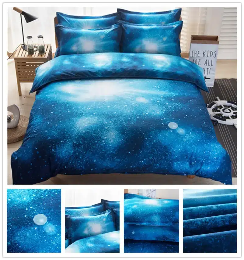 3D Blue Sky Bed Sheet Set Pillowcase Planet Polyester/Cotton Duvet Cover Set Bed Linen Galaxy Bedding Set 3D Duvet Covers 23