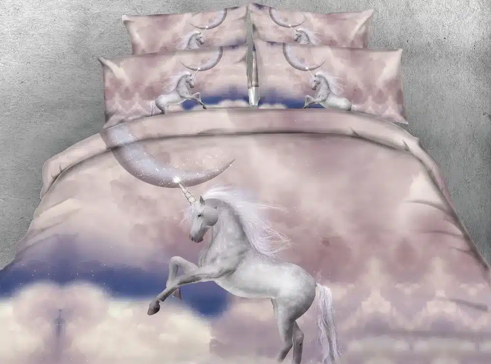 Royal Linen Source Brand 3 PCS PER SET Mother and Baby Unicorn Children Hd digital 3D bedding set and bed sheet set 4