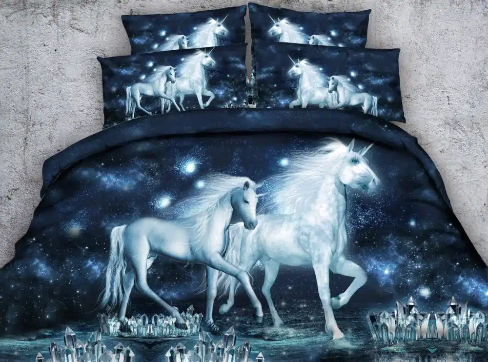 Royal Linen Source Brand 3 PCS PER SET Mother and Baby Unicorn Children Hd digital 3D bedding set and bed sheet set 6