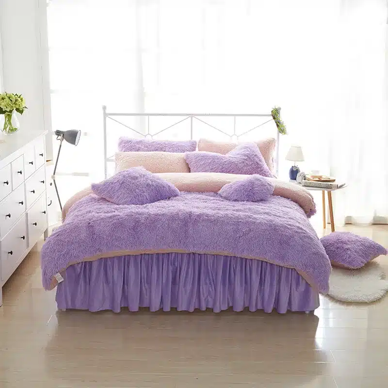 White Blue Princess Girls Bedding set Thick Fleece Warm Winter Bed set King Queen Twin size Duvet cover Pillow Cover Bed skirt 16