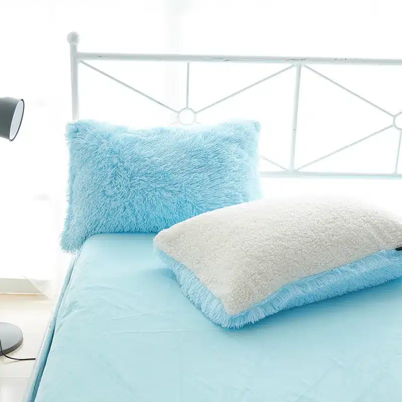 White Blue Princess Girls Bedding set Thick Fleece Warm Winter Bed set King Queen Twin size Duvet cover Pillow Cover Bed skirt 31
