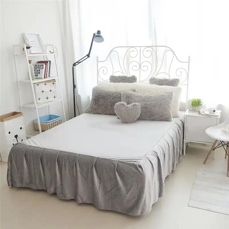 White Blue Princess Girls Bedding set Thick Fleece Warm Winter Bed set King Queen Twin size Duvet cover Pillow Cover Bed skirt 45