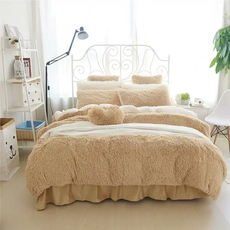 White Blue Princess Girls Bedding set Thick Fleece Warm Winter Bed set King Queen Twin size Duvet cover Pillow Cover Bed skirt 50