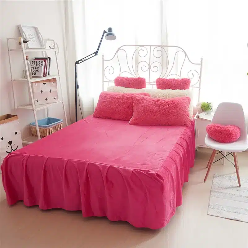 White Blue Princess Girls Bedding set Thick Fleece Warm Winter Bed set King Queen Twin size Duvet cover Pillow Cover Bed skirt 60