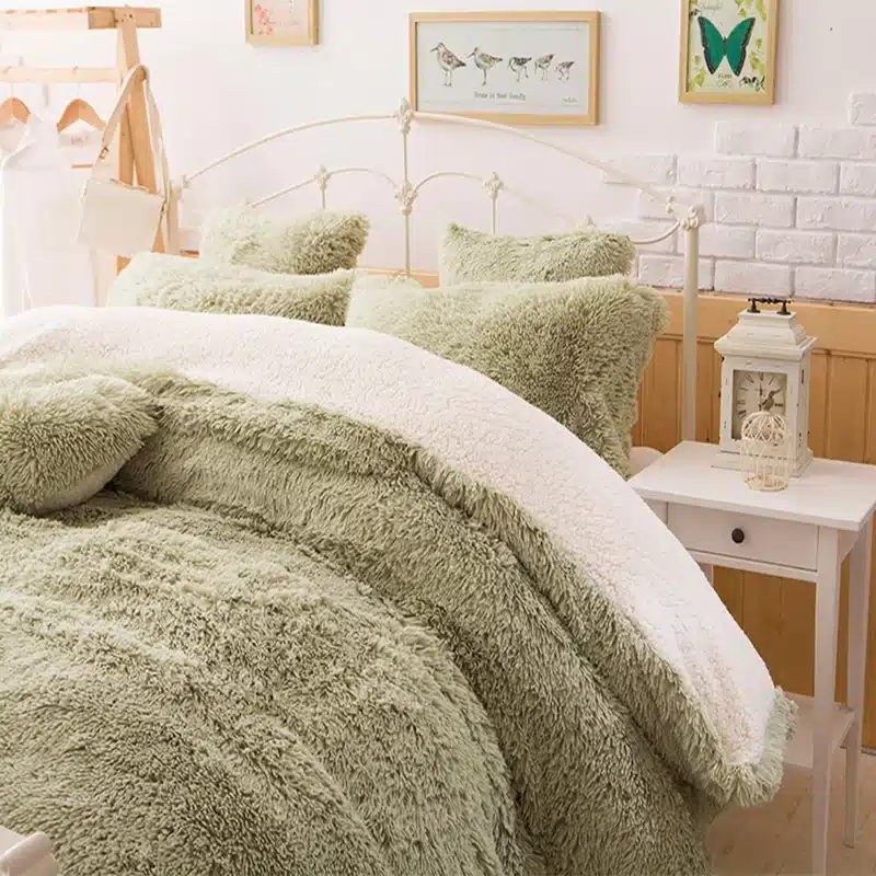 White Blue Princess Girls Bedding set Thick Fleece Warm Winter Bed set King Queen Twin size Duvet cover Pillow Cover Bed skirt 67