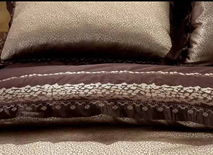 Jacquard Silk bedding set queen king 6/4pcs Brown Embroidered Home Textile Satin duvet/quilt cover bed sheet bedclothes cotton 10