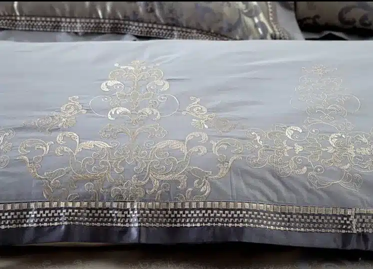 Jacquard Silk bedding set queen king 6/4pcs Brown Embroidered Home Textile Satin duvet/quilt cover bed sheet bedclothes cotton 23