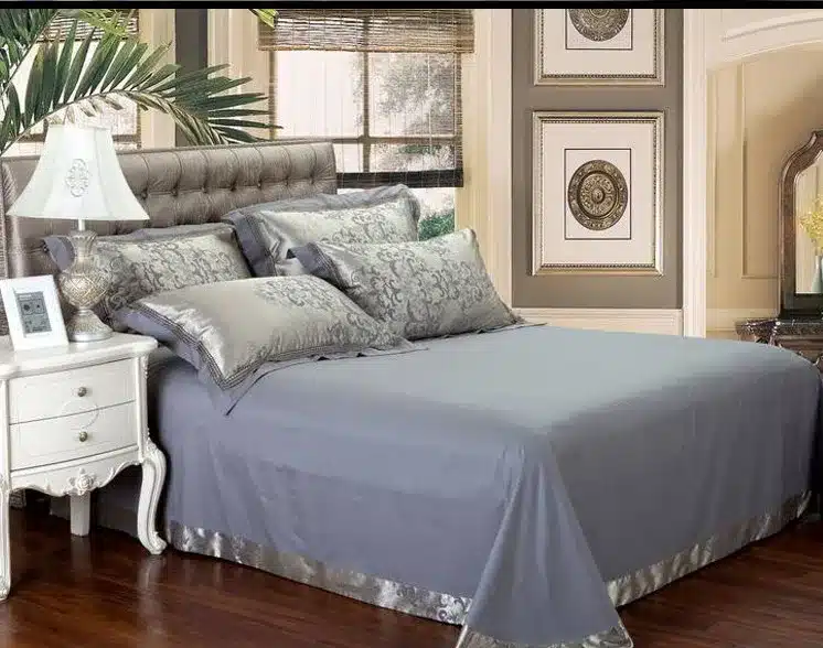 Jacquard Silk bedding set queen king 6/4pcs Brown Embroidered Home Textile Satin duvet/quilt cover bed sheet bedclothes cotton 24