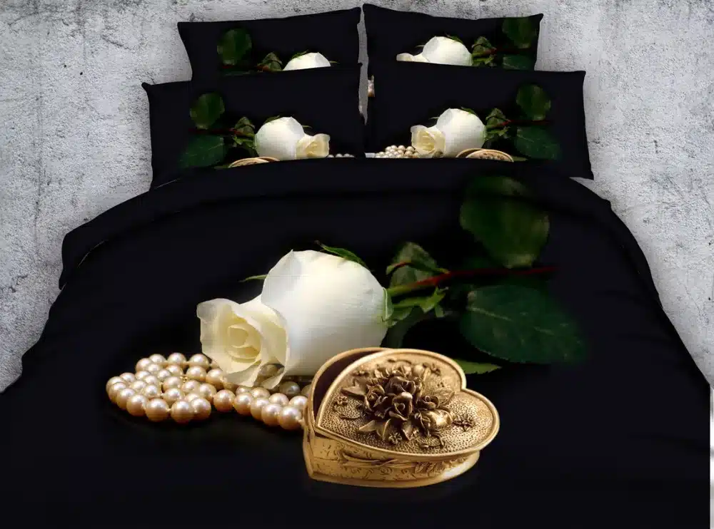 Royal Linen Source Brand 6 Parts Per Set Romantic Red Roses and Love Message 3D bed set with 3D bed clothes 3