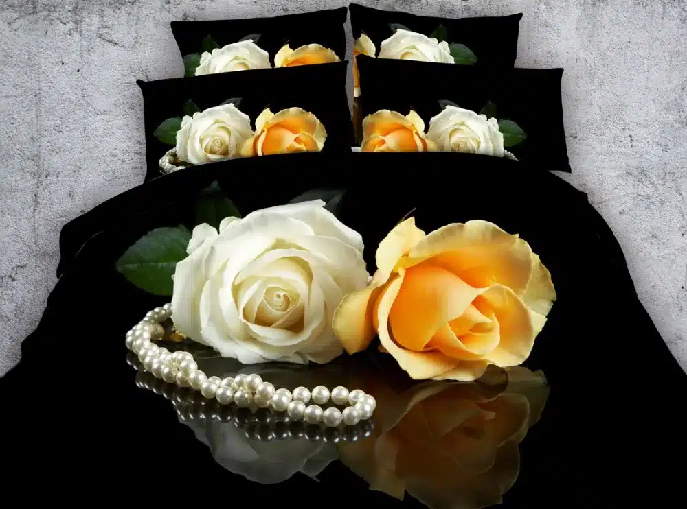 Royal Linen Source Brand 6 Parts Per Set Romantic Red Roses and Love Message 3D bed set with 3D bed clothes 4