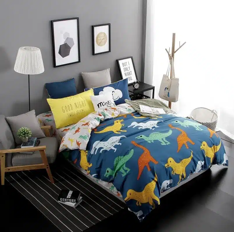Autumn bed 2017 New duvet cover set dinosaur bedding set duvet cover AB side bed set printing flat sheet super king bedclothes 75
