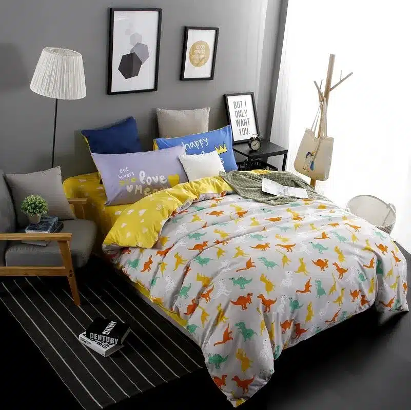 Autumn bed 2017 New duvet cover set dinosaur bedding set duvet cover AB side bed set printing flat sheet super king bedclothes 114