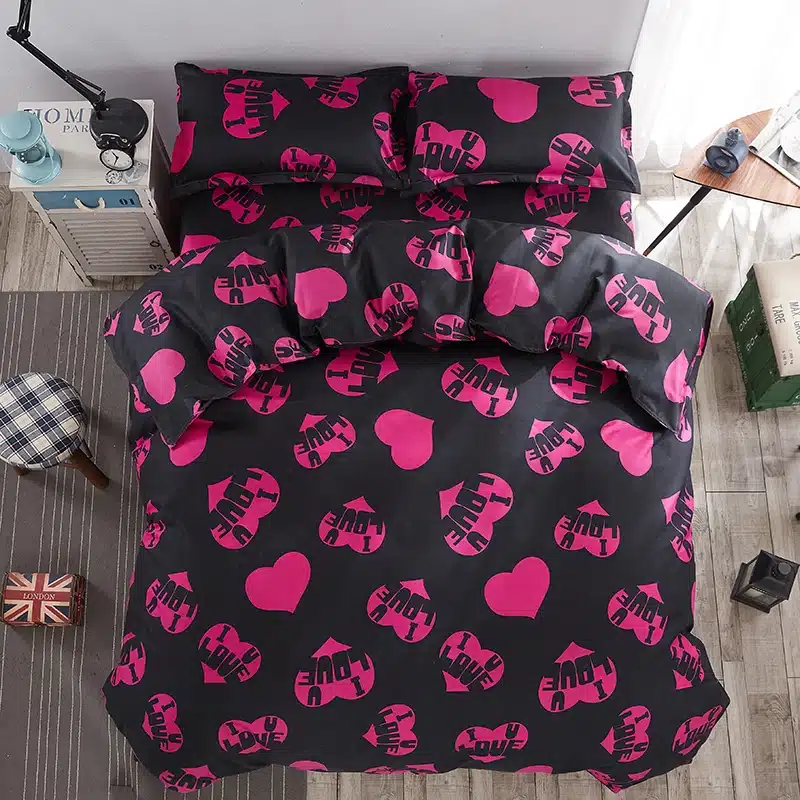 Black rose bedding set Rose Heart duvet cover 3 or 4pcs/set Summer bed set white bedclothes Flora flat sheet daisy kid bedlinen 8