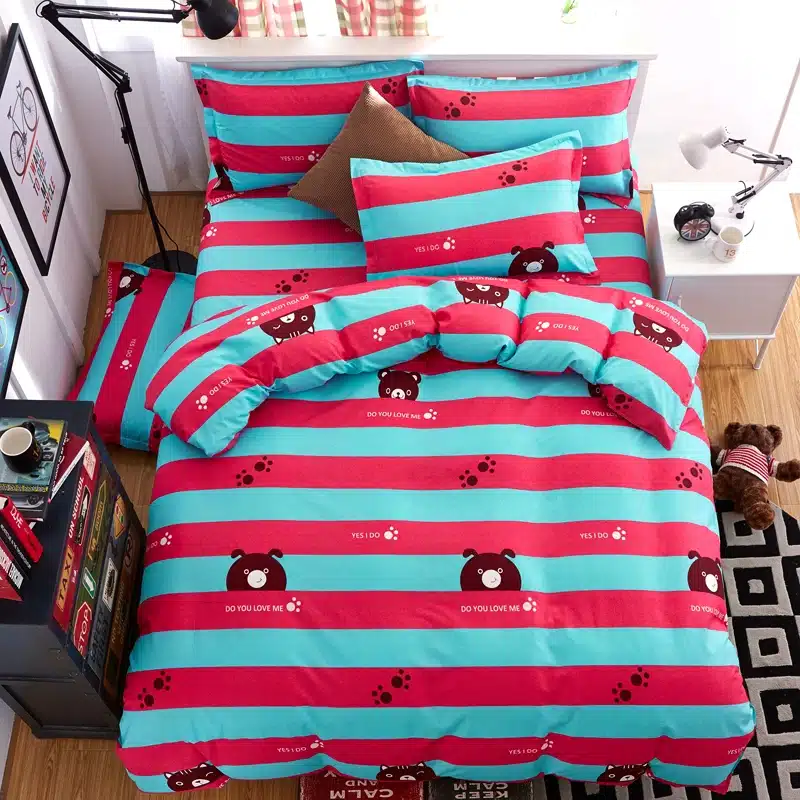 Black rose bedding set Rose Heart duvet cover 3 or 4pcs/set Summer bed set white bedclothes Flora flat sheet daisy kid bedlinen 35