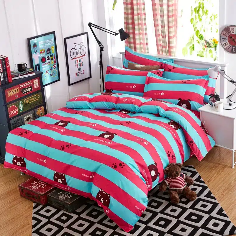 Black rose bedding set Rose Heart duvet cover 3 or 4pcs/set Summer bed set white bedclothes Flora flat sheet daisy kid bedlinen 36