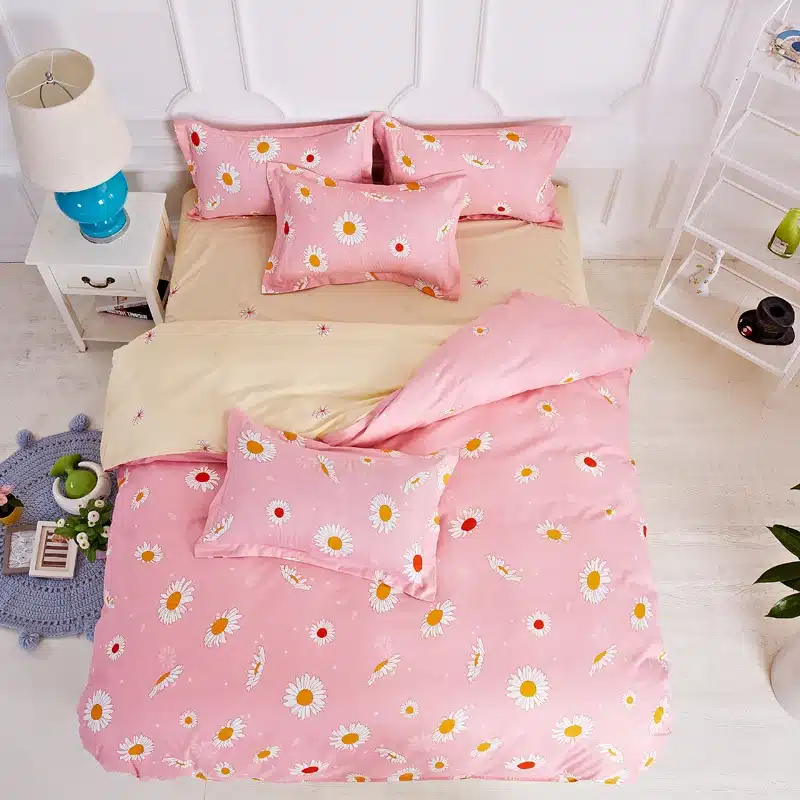 Black rose bedding set Rose Heart duvet cover 3 or 4pcs/set Summer bed set white bedclothes Flora flat sheet daisy kid bedlinen 43