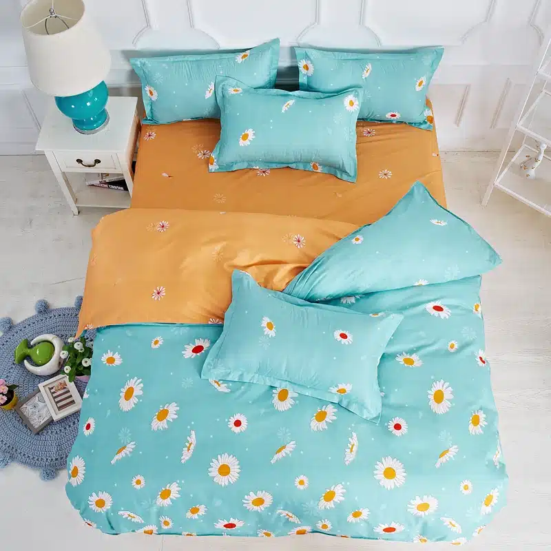Black rose bedding set Rose Heart duvet cover 3 or 4pcs/set Summer bed set white bedclothes Flora flat sheet daisy kid bedlinen 51